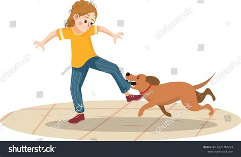 Illustration Dog Biting Girl Leg Stock Vector (Royalty Free) 2223760223 | Shutterstock