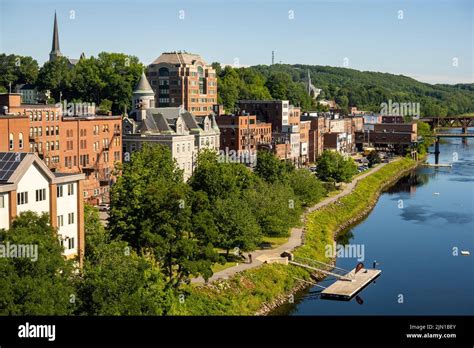 bridges over the Kennebec river in downtown Augusta Maine Stock Photo - Alamy