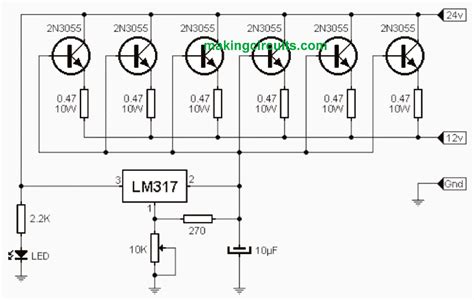 High Current LM317 Variable Power Supply Circuit