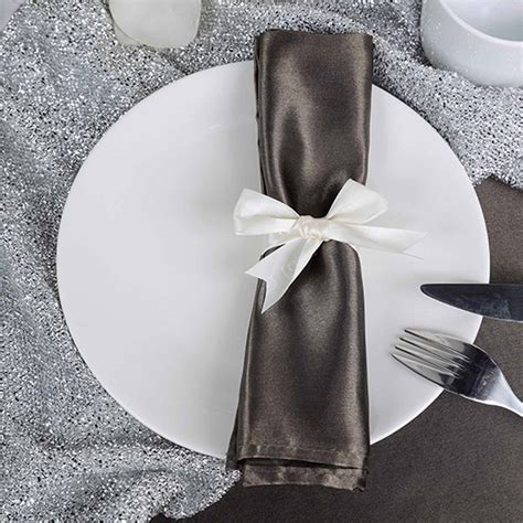 Buy 5 Pack | 20"x 20" Charcoal Gray Satin Linen Napkins - Case of 500 Napkins at Tablecloth Factory