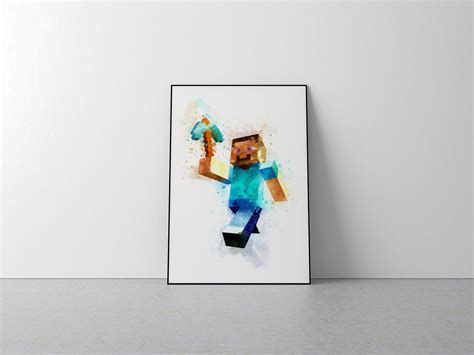 Minecraft Steve Poster, Minimalist, Watercolour, Gaming, Digital ...