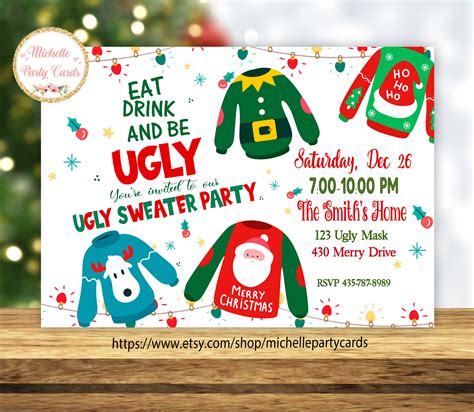 Ugly Sweater Christmas Party Invitation Ugly Sweater - Etsy UK