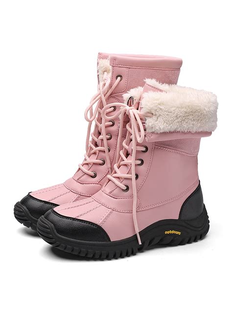 Women Snow Boots Large Warm Shoes PU Leather Snow Boots Thickened Vogue Snow Boots - Walmart.com