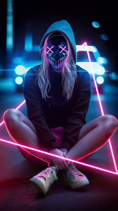 Free background desktop, hd wallpaper girl, mask, hood, neon, background hd for pc, mobile phone ...