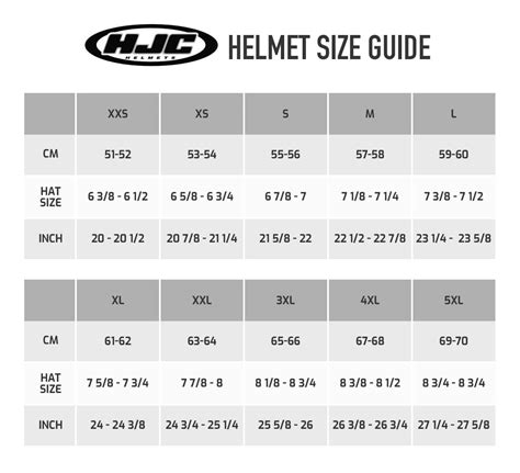 Hjc Helmet Size Chart: A Visual Reference of Charts | Chart Master