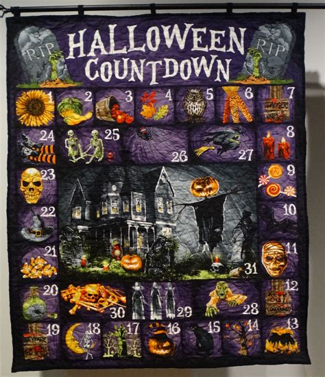 Halloween Countdown Calendar Quilted X-Large Wall Hanging Halloween ...