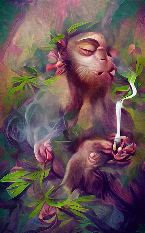 Monkey Smoking Weed Digital Art by Michelle Hoffmann