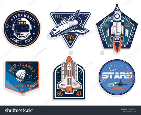 Set Space Astronaut Patches Emblems Badges Stock Vector (Royalty Free) 1089405179 | Shutterstock