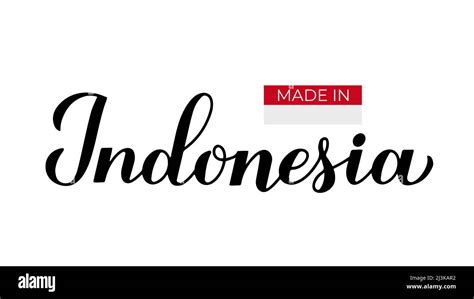 Made in Indonesia handwritten label. Calligraphy hand lettering ...