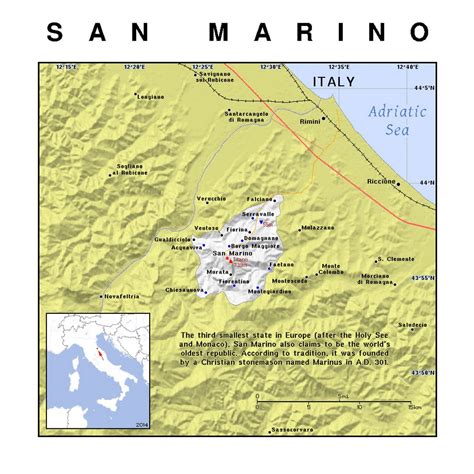 Detailed political map of San Marino with relief | San Marino | Europe | Mapsland | Maps of the ...