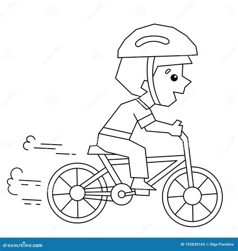 Coloring Page Outline of a Cartoon Boy on a Bicycle or Bike. Coloring Book for Kids Stock Vector ...