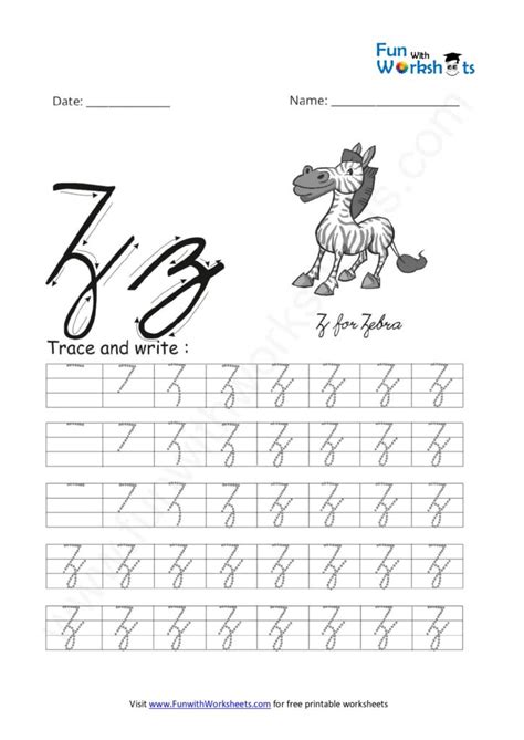 Cursive Handwriting Practice Capital Letter Z - free printable worksheets