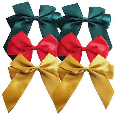 6 Large 90mm CHRISTMAS Satin Ribbon Bows Craft Embellishments Card Decoration | eBay