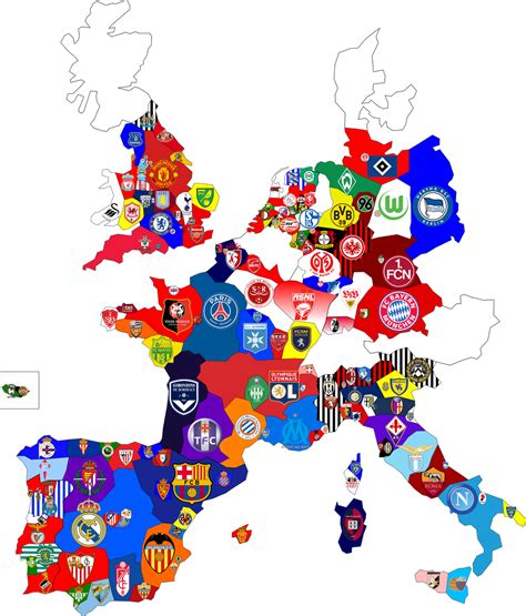 Football Teams Map | European soccer, Football, Football fans