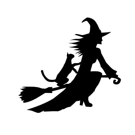 Silhouette of a female witch ride broom 36280393 Vector Art at Vecteezy