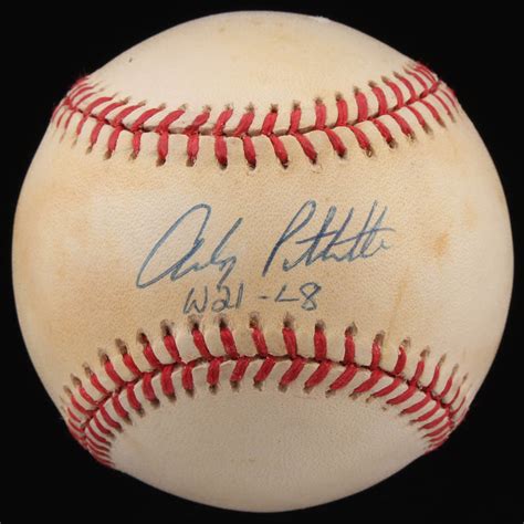 Andy Pettitte Signed OAL Baseball Inscribed "W21-L8" (JSA COA) | Pristine Auction