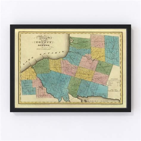 Vintage Map of Oswego County, New York 1829 by Ted's Vintage Art