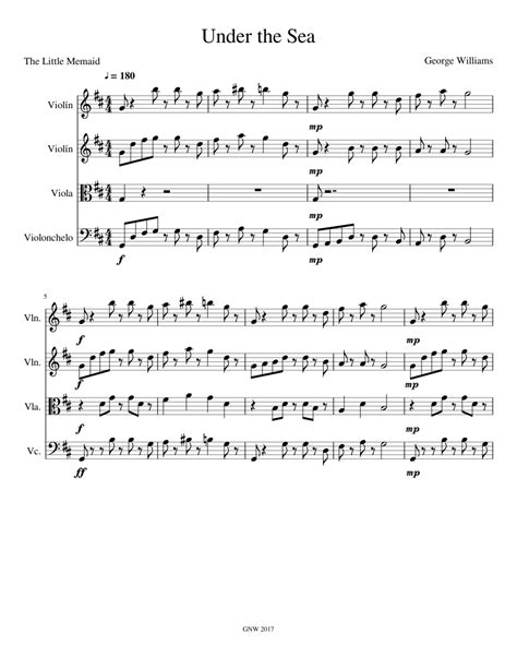 Under the Sea sheet music for Violin, Viola, Cello download free in PDF ...