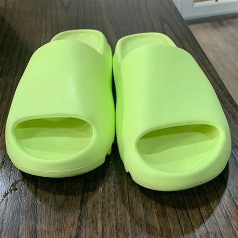 Yeezy Slide Glow Green Size 9 | Me too shoes, Slides for women, Yeezy