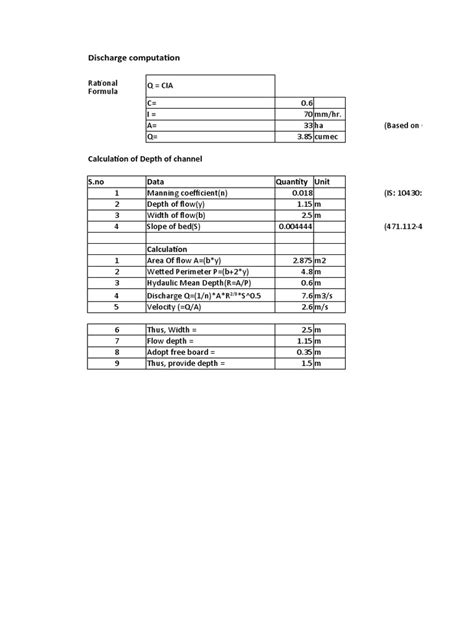 Discharge and Quantity Calculation | PDF | Physical Quantities | Civil ...