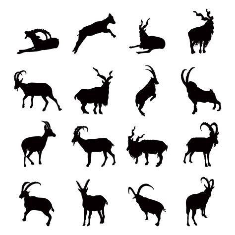 Goat silhouette vector illustration set. 21517277 Vector Art at Vecteezy