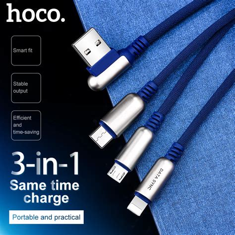 HOCO USB Cable For iPhone X XS XR 8 7 Charging Charger 3 in 1 Micro USB Cable For Android USB ...