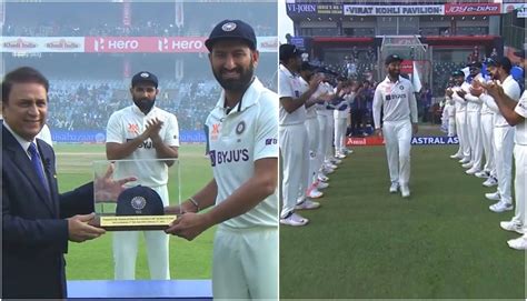 IND v AUS 2023: WATCH - Pujara felicitated by Gavaskar on his 100th Test, receives ‘guard of ...