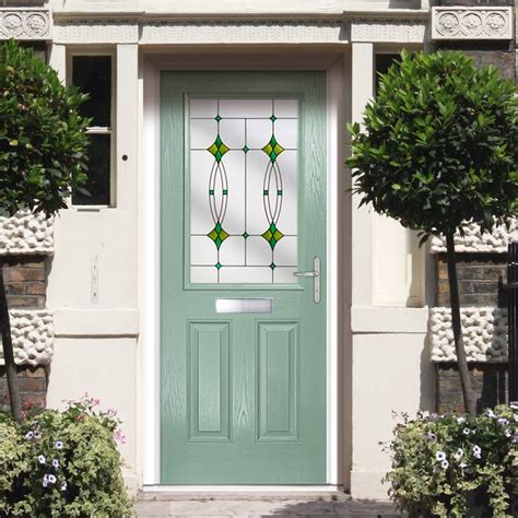 Premium Composite Entrance Door Set Mulsanne Laptev Green Glass Shown ...
