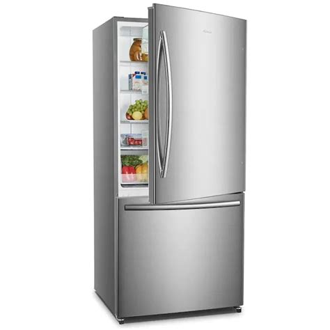 a stainless steel refrigerator with its door open