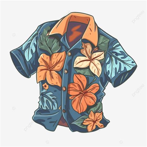 Hawaiian Shirt Vector, Sticker Clipart An Illustration Of A Hawaiian Shirt Cartoon, Sticker ...