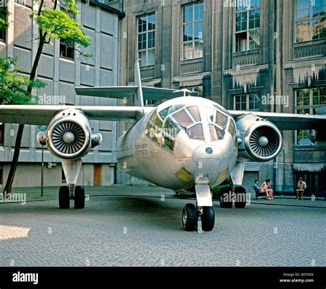 Front view of German Dornier Do31 E3 experimental VTOL VSTOL aircraft Deutsches Museum Munich ...