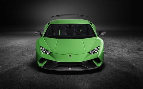 Lamborghini Huracan, Performante, 2018, green sports car, front view, exterior, HD wallpaper ...