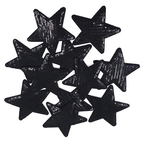 10PCS Black Stars Diy Apparel patches embroidered patch applique iron ...