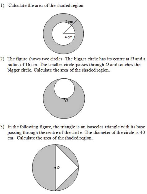 Area of Shaded Regions that involve Circles (Worksheets and solutions)