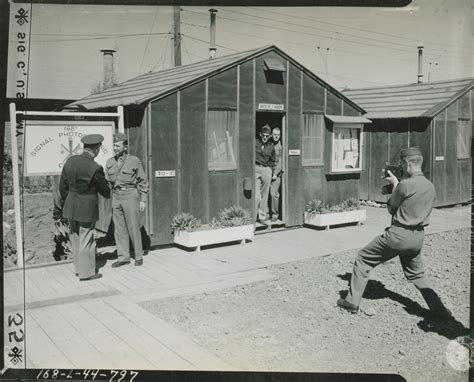 Colonel entering photo lab at Camp San Luis Obispo, California on 8 ...