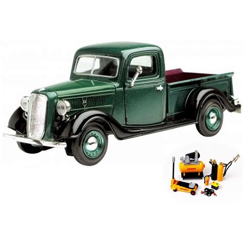 Diecast Car & Mechanic Set Package - 1937 Ford Pick-up Truck, Green ...