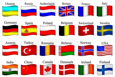 Flags of Different Countries of the World Stock Illustration ...