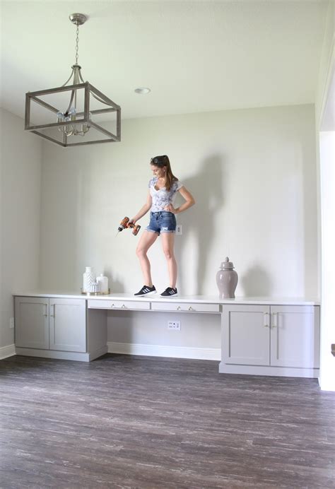 DIY Office Built-in Desk with Shaker Doors - Frills and Drills