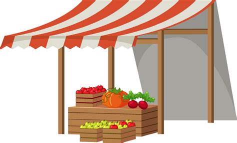 Fruit store with striped canvas roof 4918240 Vector Art at Vecteezy