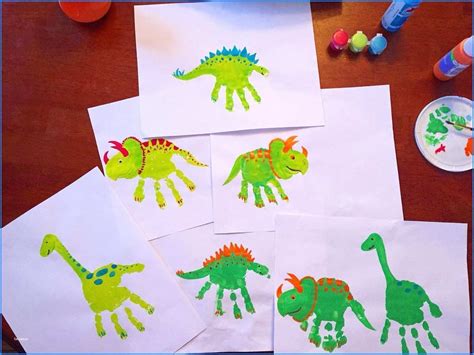 Dinosaur Arts and Crafts for toddlers Unique Dinosaur Handprints Kids Crafts Pinterest ...