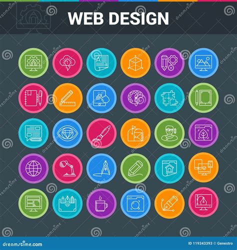 Web Design Colorful Icon Set Stock Vector - Illustration of layout ...