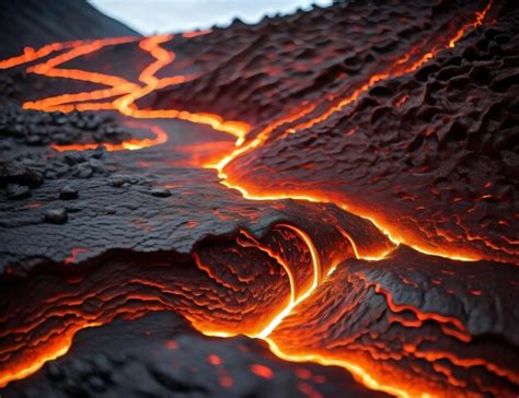 Premium AI Image | Closeup molten lava from volcano eruption