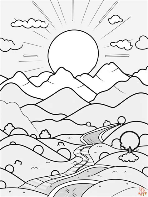 Simple Landscape Coloring Pages