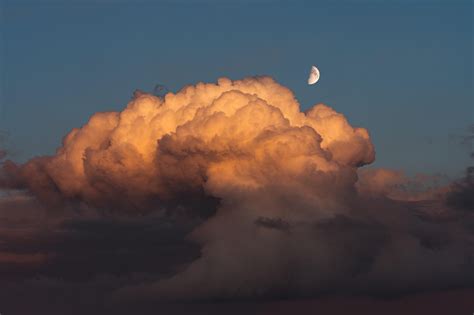 wallpaper moon, clouds, evening, sky HD : Widescreen : High Definition ...