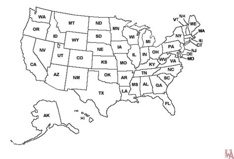 Blank Outline Map of The United States | WhatsAnswer | United states ...