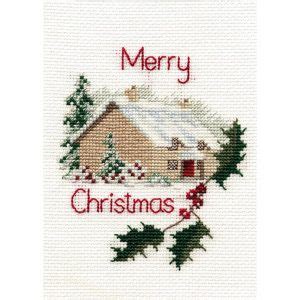 Bothy Threads DWCDX26 Christmas Card Christmas Cottage Cross Stitch Kit - JK's Cross Stitch Supplies