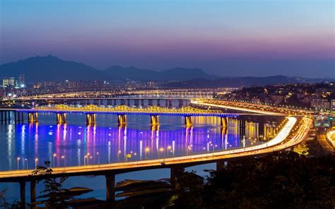 Premium Photo | Han river and bridge in seoul