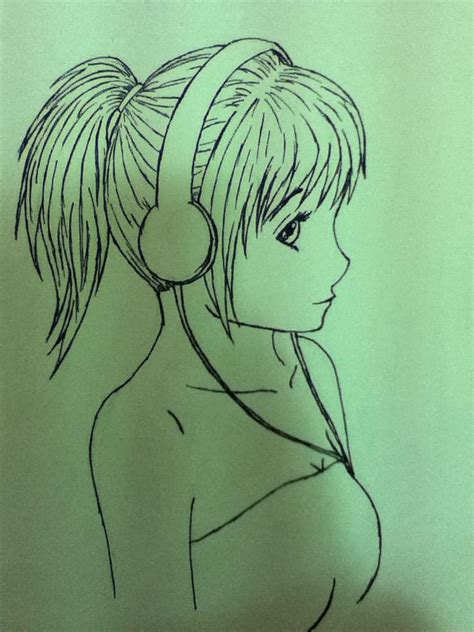 Girl With Headphones Drawing at GetDrawings | Free download