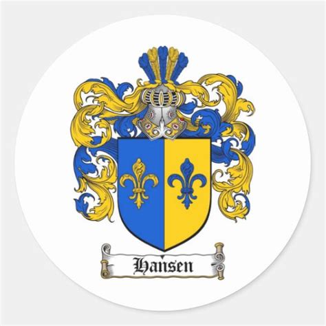 HANSEN FAMILY CREST - HANSEN COAT OF ARMS STICKERS | Zazzle