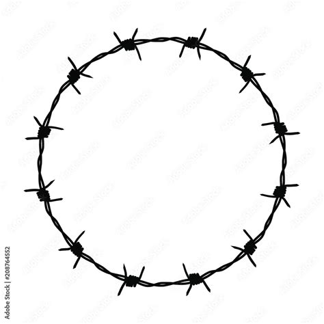 Barbed wire graphic sign. Frame circle from barbed wire. Symbol of not ...